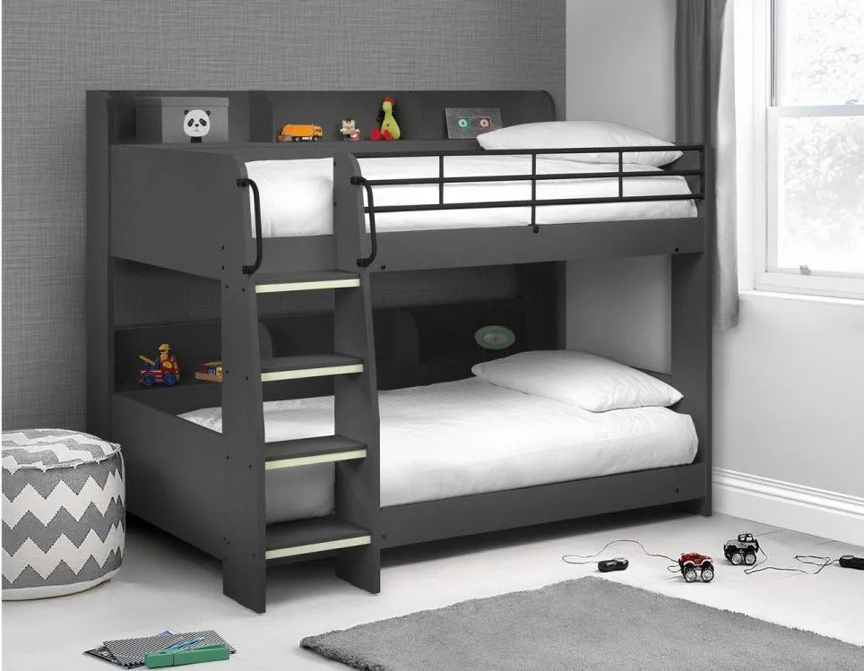 Bunk Bed with Storage Shelves - Anthracite