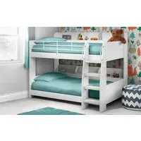 Bunk Bed with Storage Shelves - White, Steel