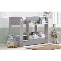 Bunk Bed with Trundle - Grey, Oak Effect
