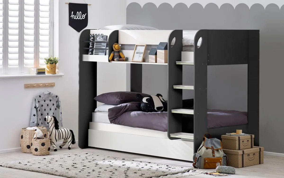 Bunk Bed with Trundle - White, Particleboard