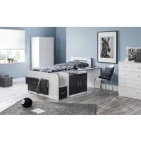 Cabin Bed with Desk & Storage - White, Pine