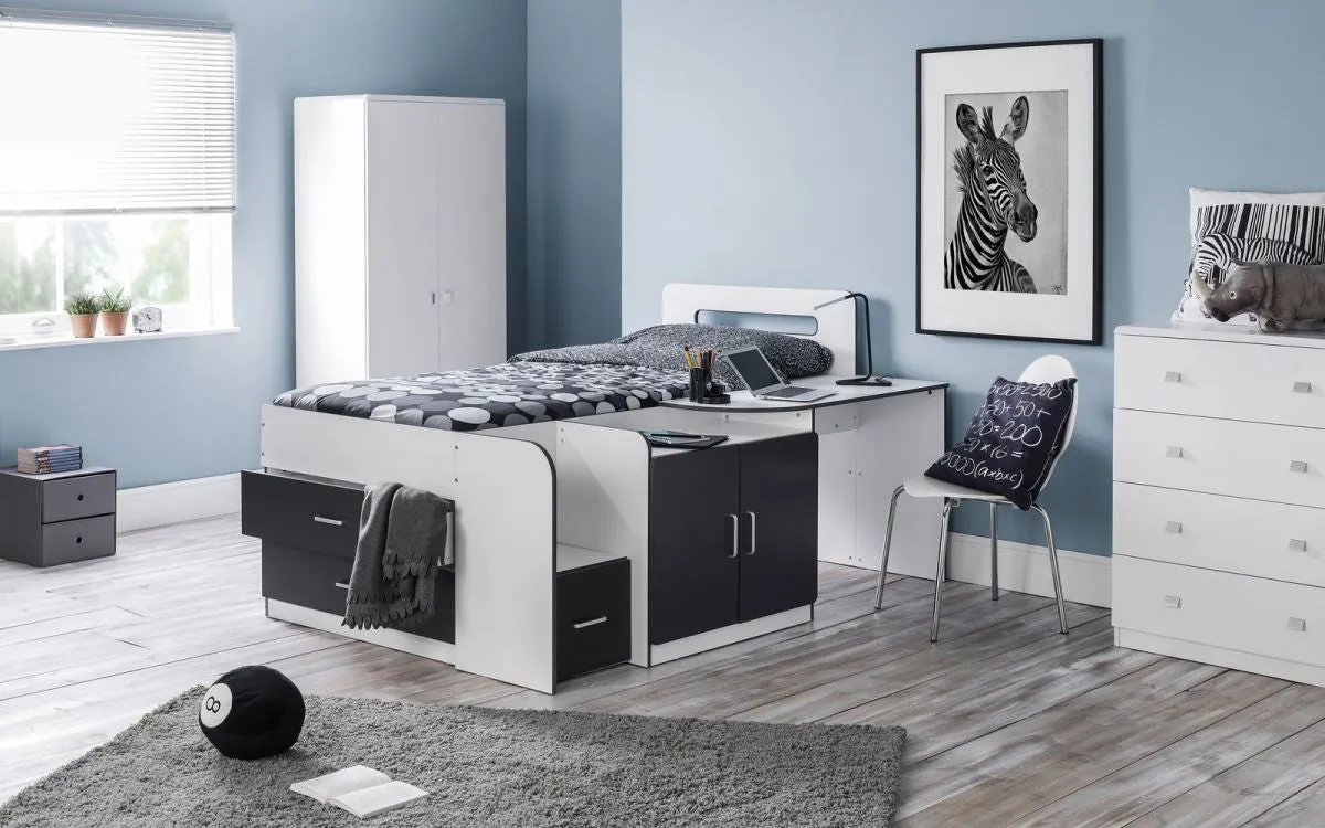 Cabin Bed with Desk & Storage - White, Pine image