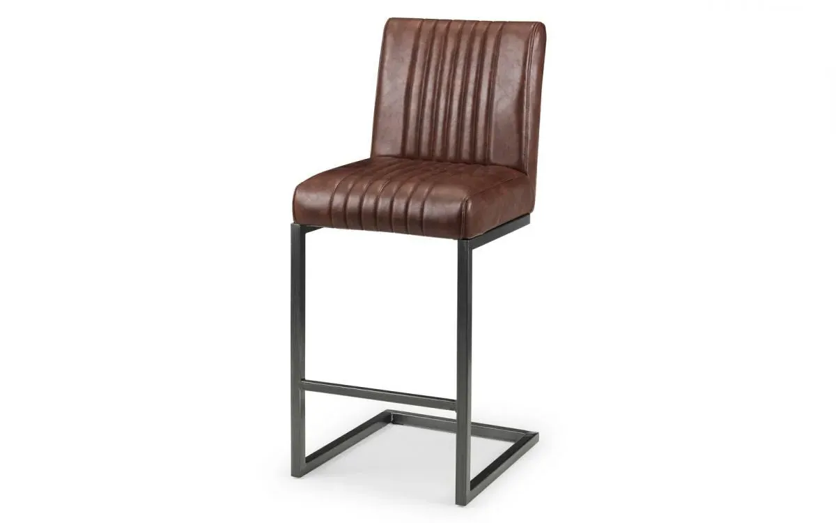 Cantilever Bar Stool with Padding - Brown, Faux Leather image