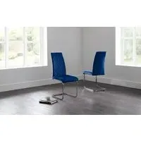 Cantilever Dining Chair - Blue, Velvet