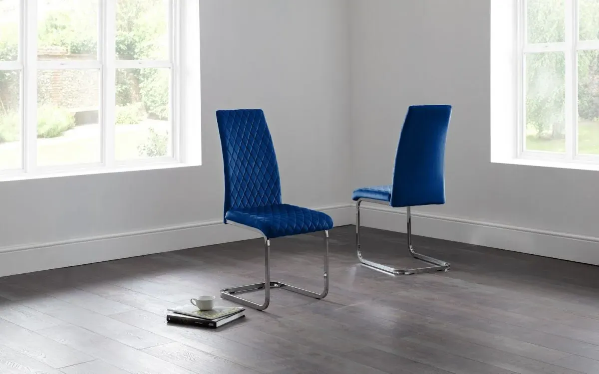 Cantilever Dining Chair - Blue, Velvet image