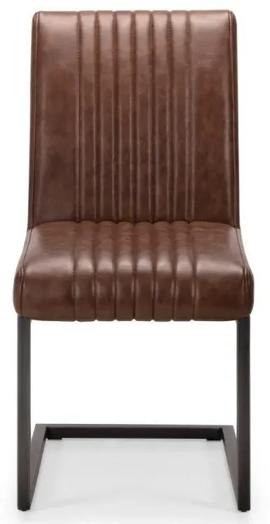 Cantilever Dining Chair - Brown, Faux Leather