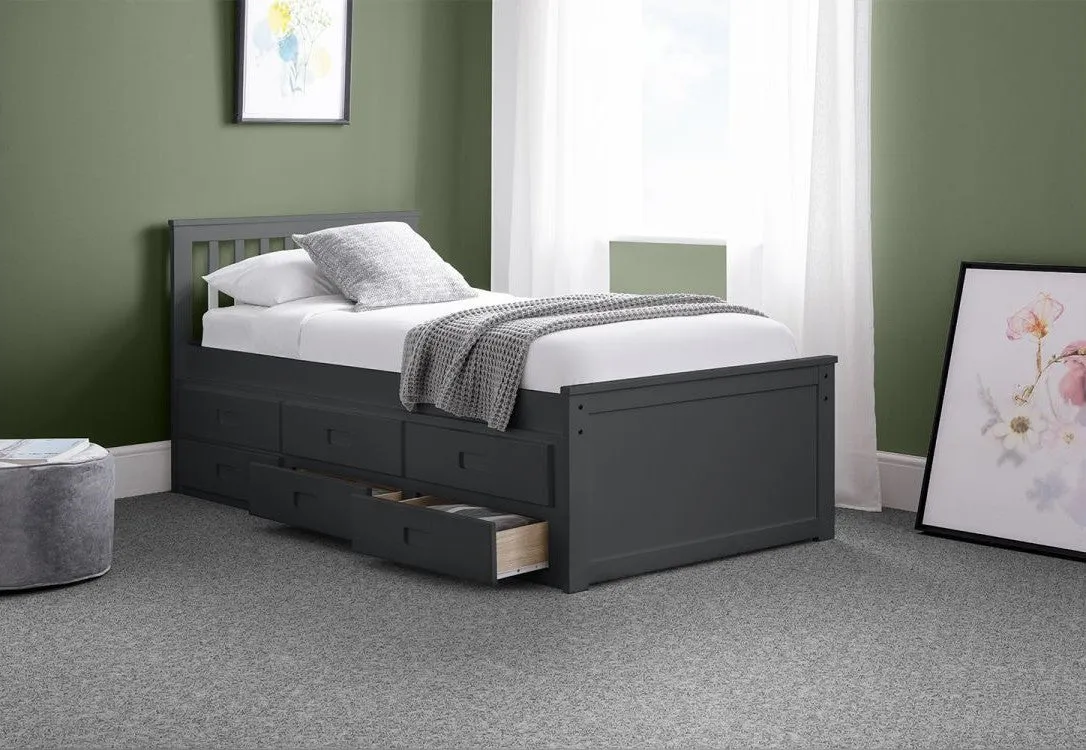 Captain's Bed with Underbed & Drawers - Anthracite image