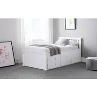 Captain's Bed with Underbed & Drawers - White, MDF