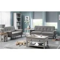 Coffee Table with 2 Drawers - Grey, Solid Wood