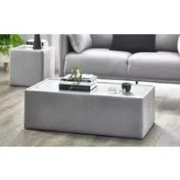Coffee Table with Glass Top - Grey, Fabric
