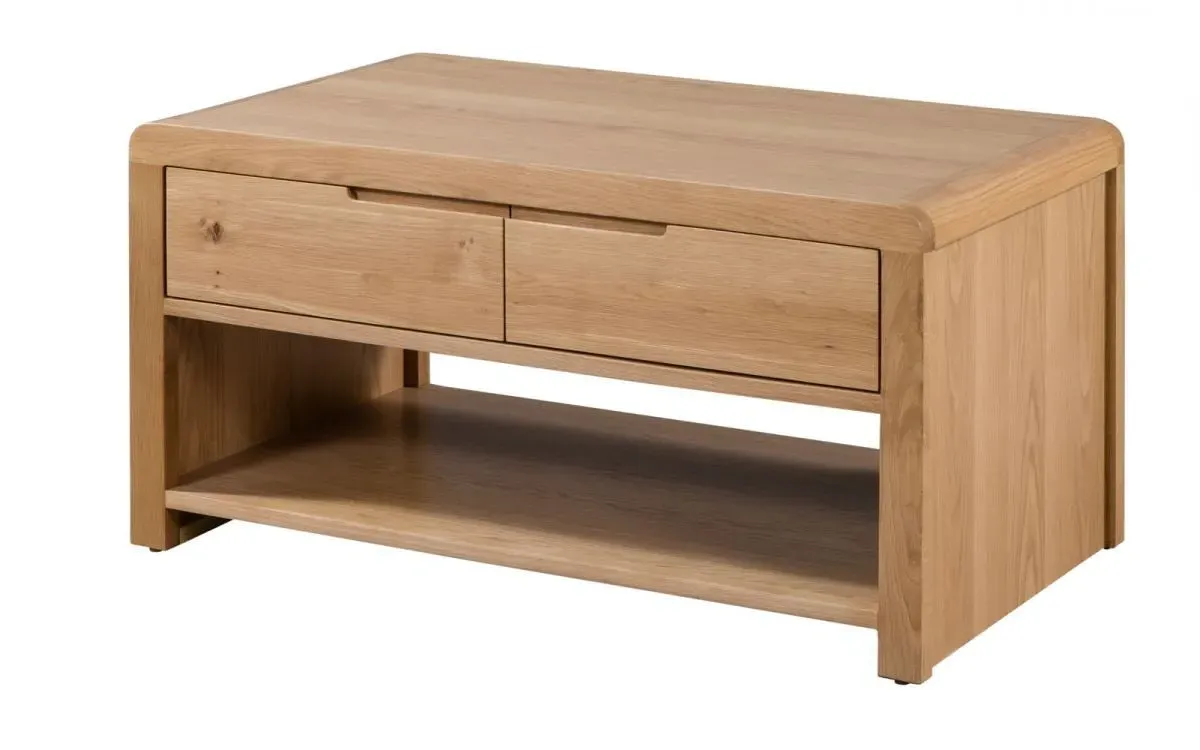 Coffee Table with Large Drawer - Oak, Solid Wood image