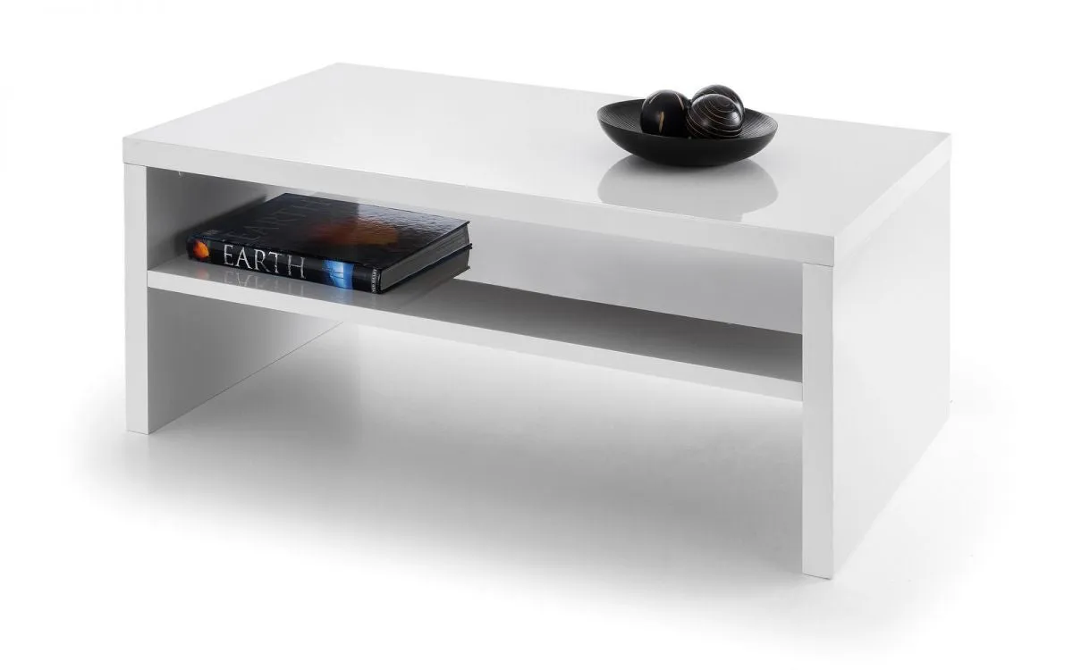 Coffee Table with Storage Shelf - Grey, High Gloss image