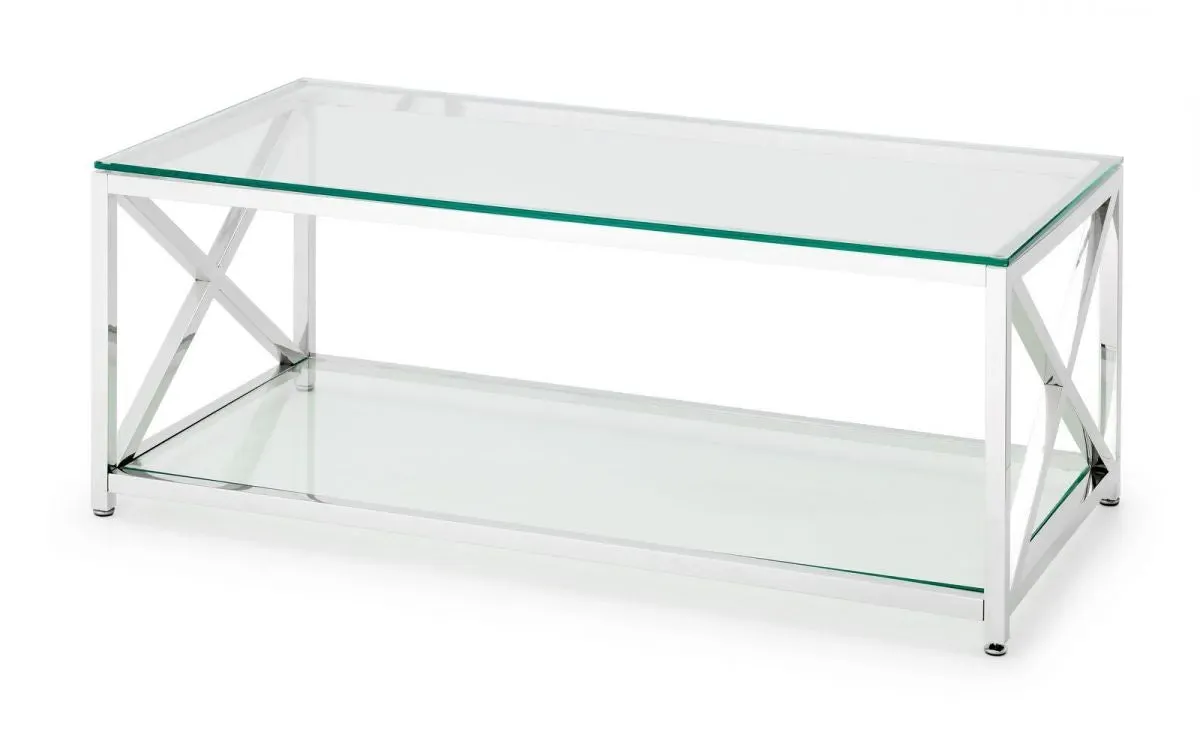 Coffee Table with Storage - Silver, Glass
