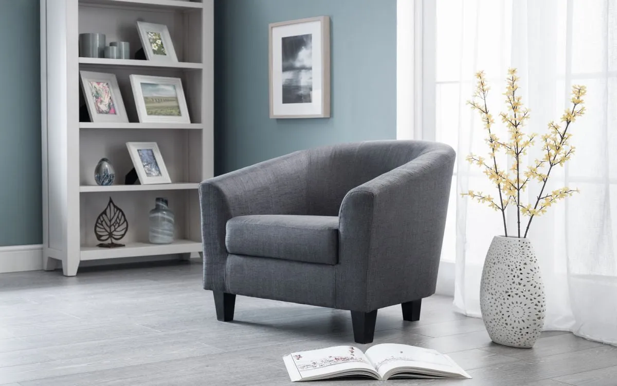 Compact Tub Chair - Slate Grey, Linen Fabric image