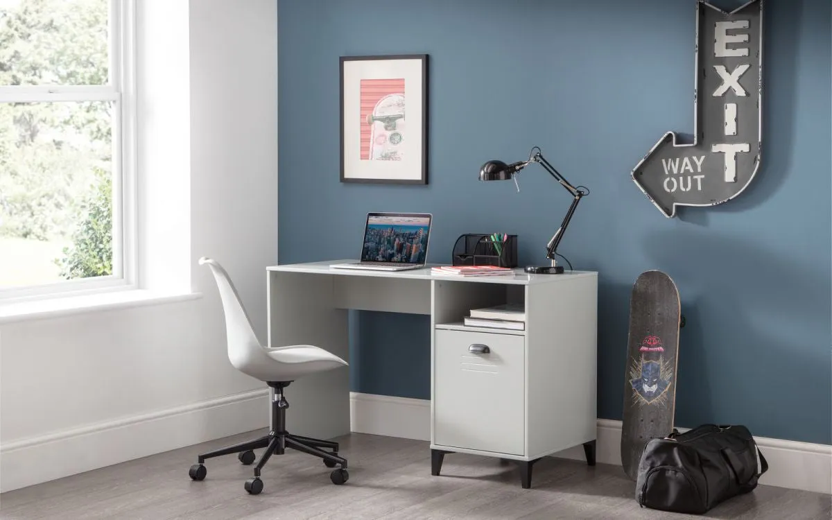 Computer Desk with Locker Design - Grey, Pine