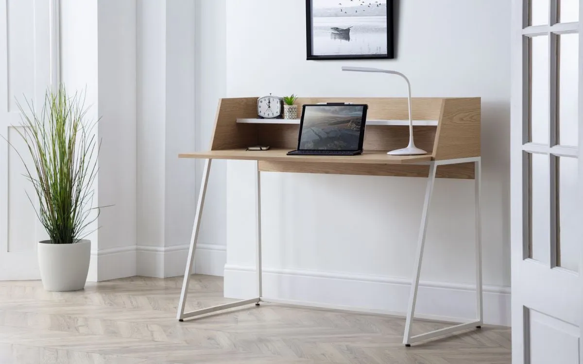 Computer Desk with Shelf - Oak, Wood Effect image