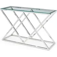 Console Table with Cross Frame - Clear, Glass