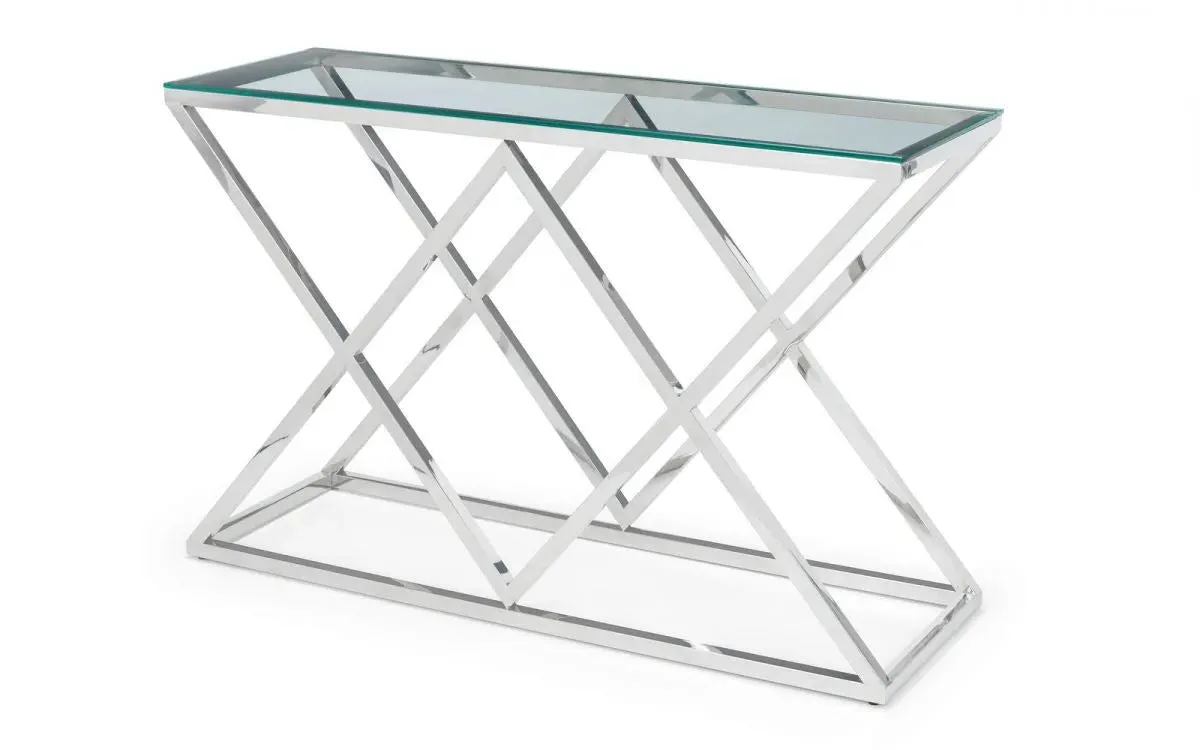 Console Table with Cross Frame - Clear, Glass image