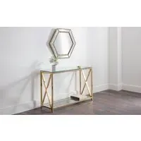 Console Table with Storage - Gold, Steel