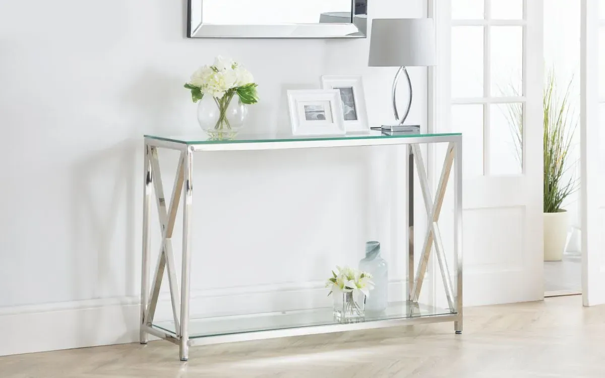Console Table with Storage - Silver, Glass