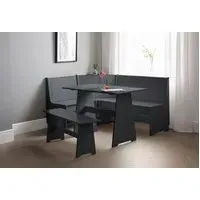 Corner Dining Set with Storage Bench - Anthracite