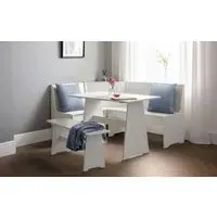 Corner Dining Set with Storage Bench - White, MDF