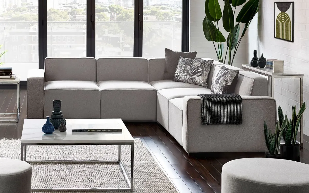 Corner Sofa Unit Modular - Grey, Fabric