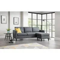 Corner Sofa with Chaise - Grey, Linen Fabric