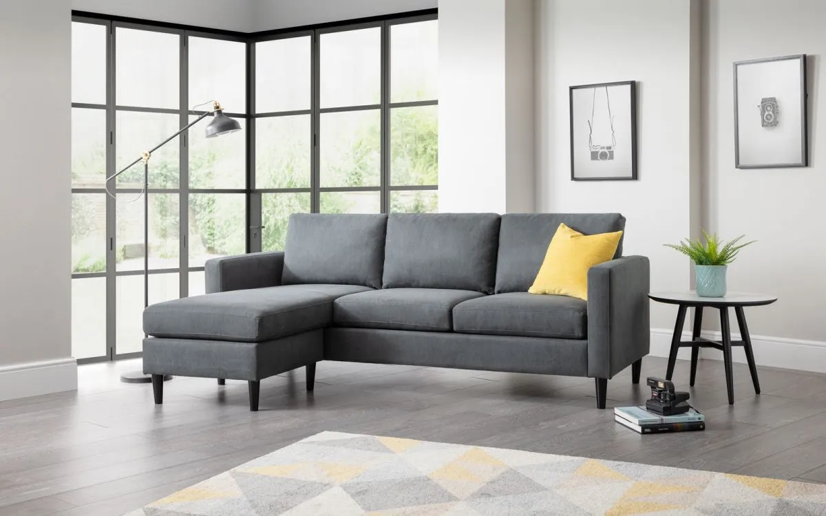 Corner Sofa with Chaise - Grey, Linen Fabric image
