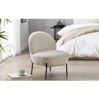 Curved Accent Chair - Ivory, Boucle
