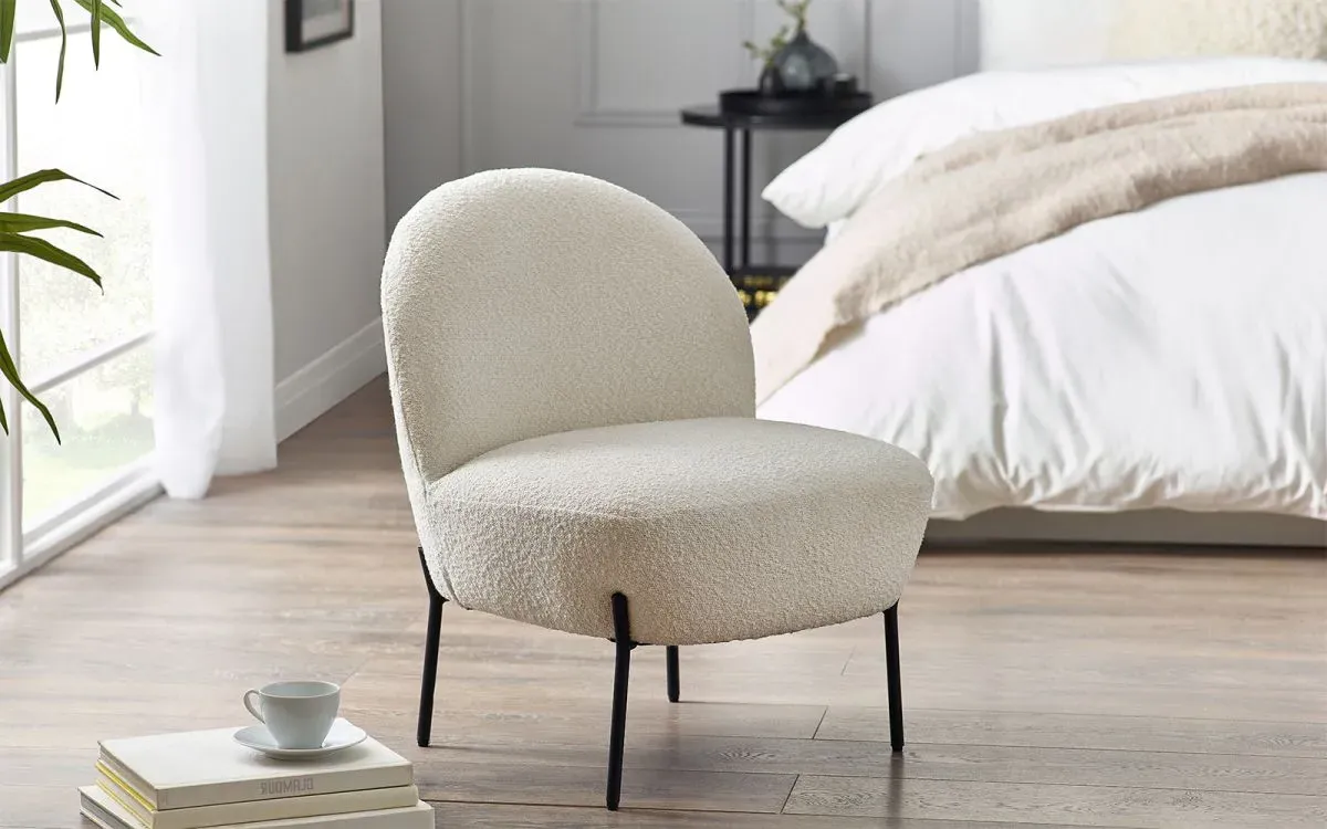Curved Accent Chair - Ivory, Boucle image