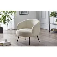 Curved Accent Chair - Ivory, Boucle