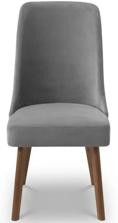 Curved Dining Chair Set - Grey, Chenille Fabric image