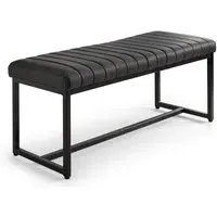 Dining Bench with Metal Frame - Black, Faux Leather