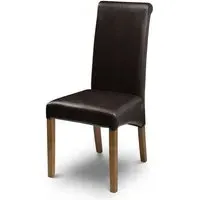 Dining Chair with Oak Legs - Brown, Faux Leather