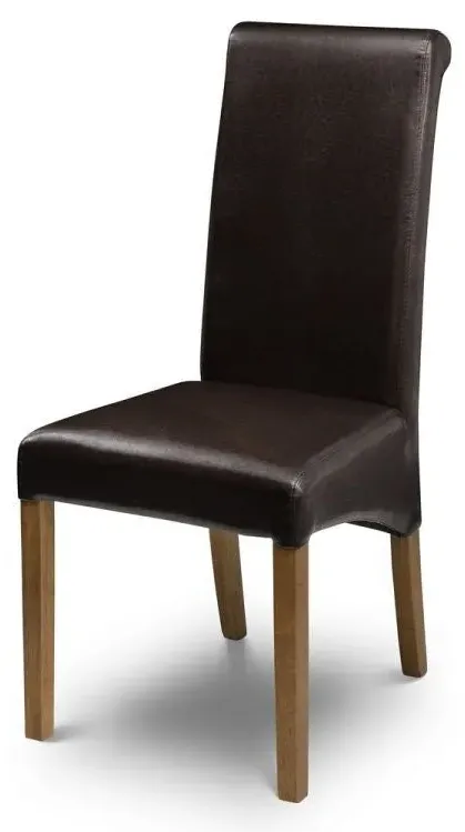 Dining Chair with Oak Legs - Brown, Faux Leather image