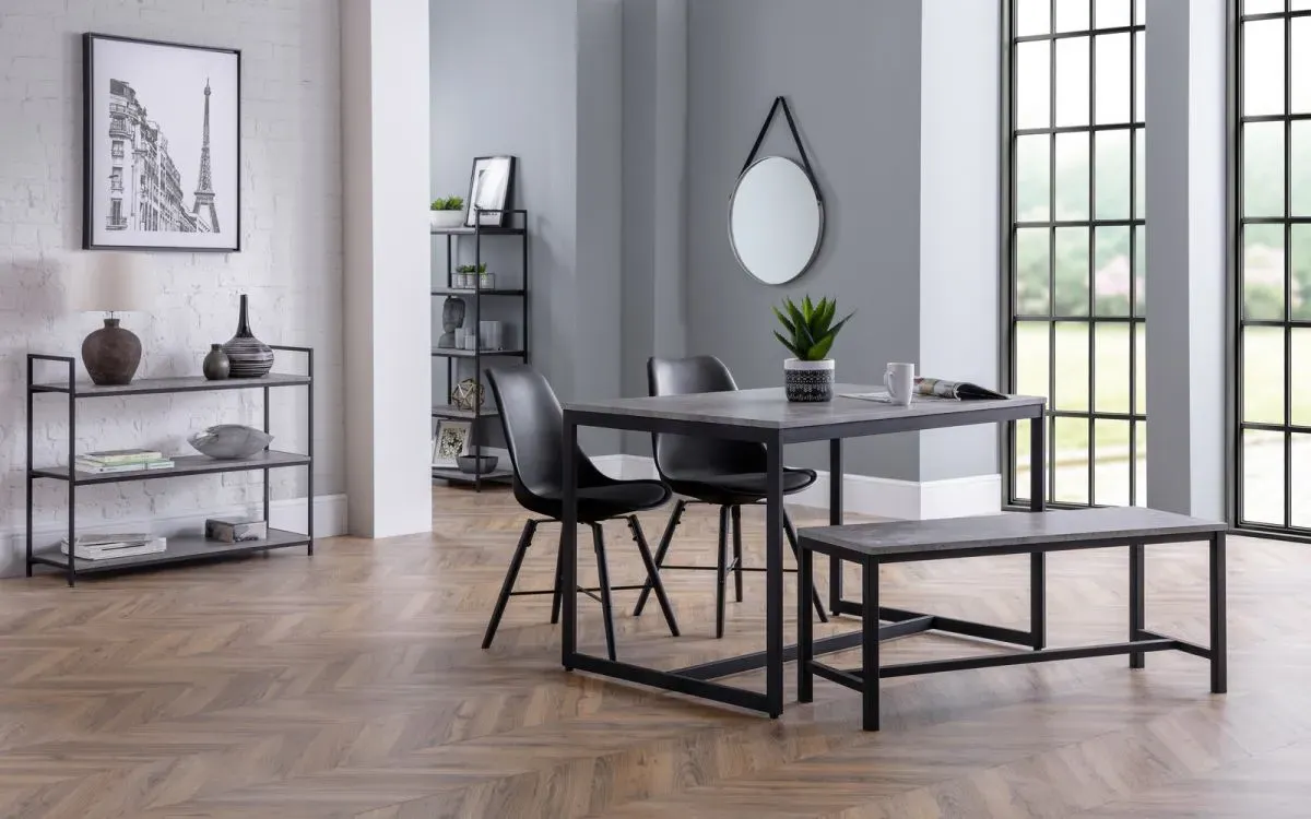 Dining Set with Table Bench 2 Chairs - Grey image
