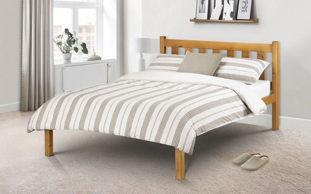 Double Bed Frame - Antique Pine, Solid Wood