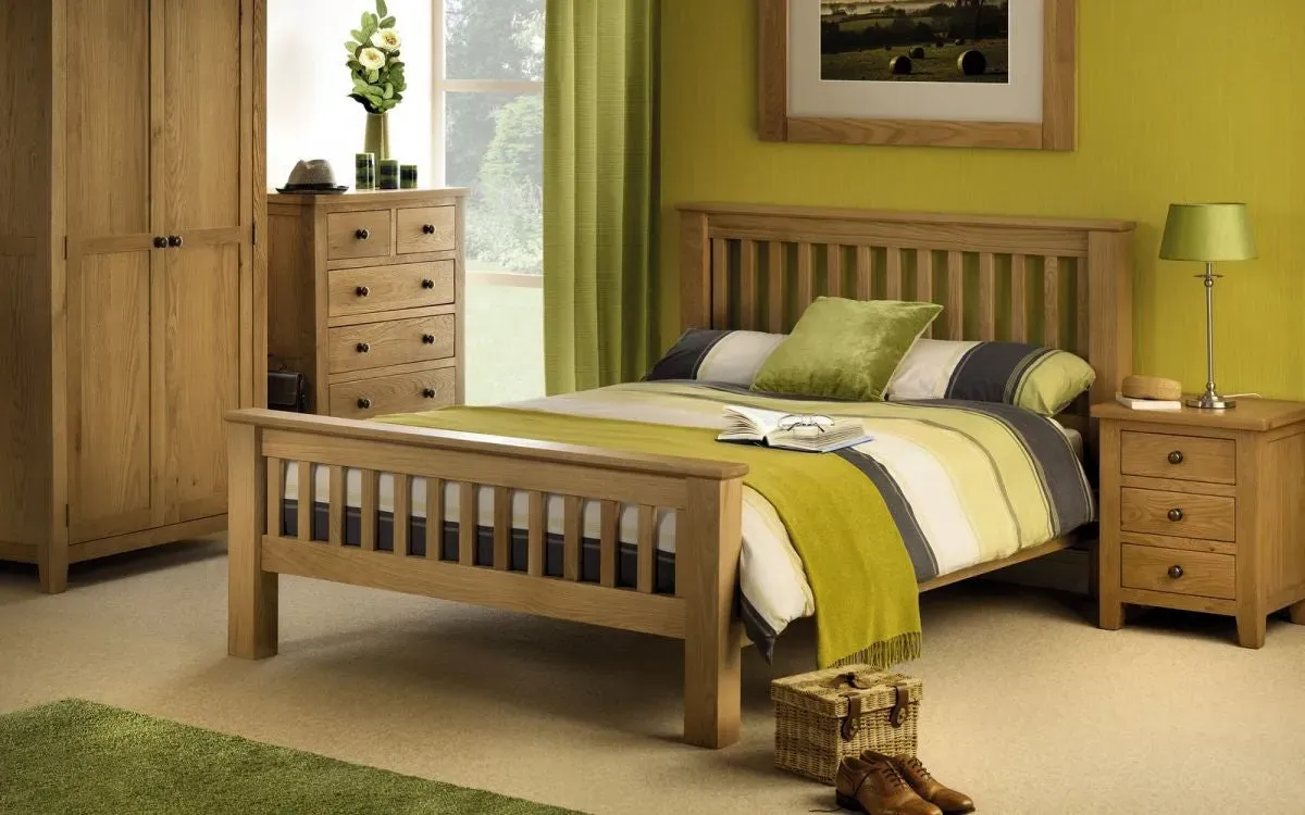 Double Bed Frame Shaker Style - Light Oak, Solid Oak image