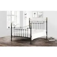 Double Bed Frame Victorian Style - Black, Steel