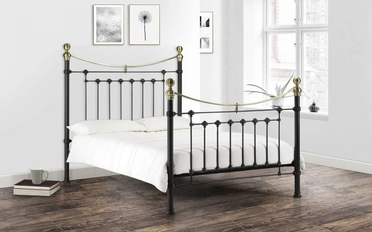 Double Bed Frame Victorian Style - Black, Steel image