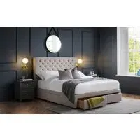 Double Bed with 4 Drawers - Grey, Fabric