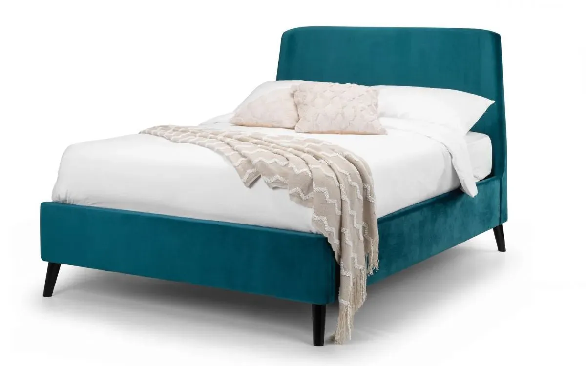 Double Bed with Curved Headboard - Teal, Velvet image