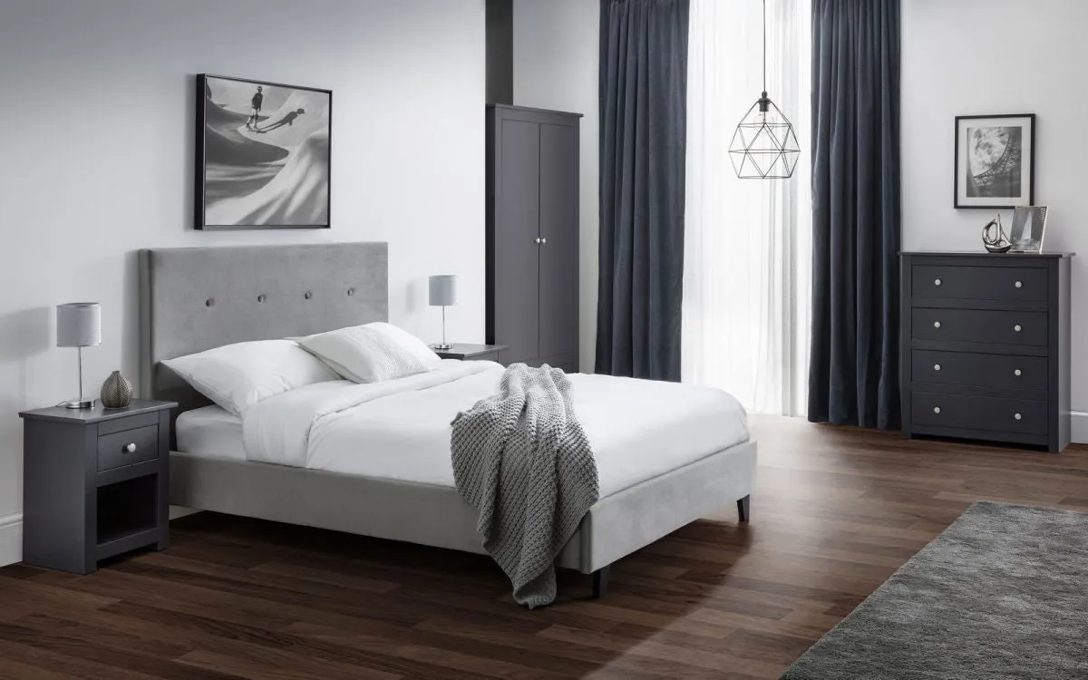 Double Bed with High Headboard - Grey, Velvet image