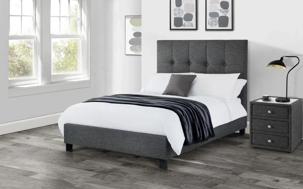 Double Bed with High Headboard - Slate, Linen image