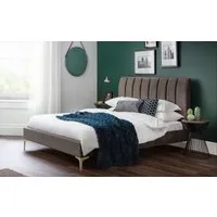 Double Bed with Scalloped Headboard - Grey, Velvet