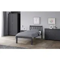 Double Bed with Slatted Base - Anthracite, Pine