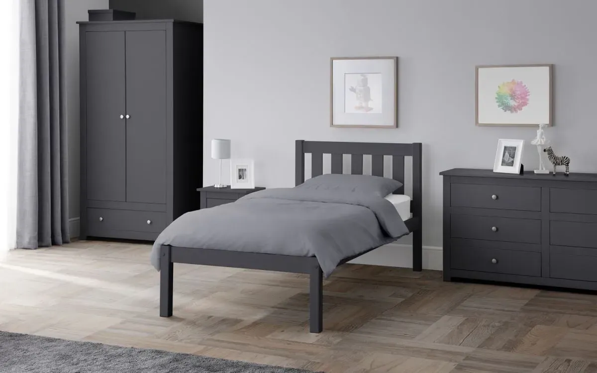 Double Bed with Slatted Base - Anthracite, Pine image