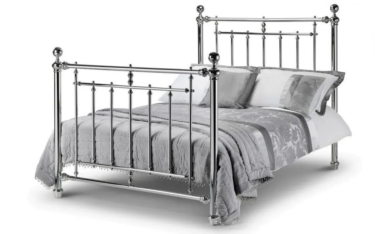 Double Bed with Sprung Slats - Chrome, Steel image