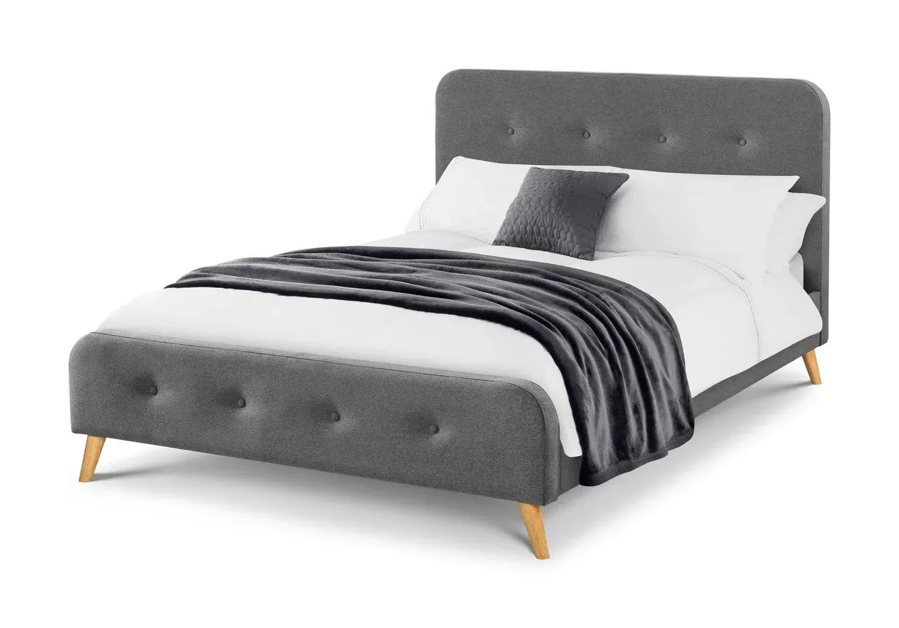 Double Curved Bed with Buttoned Headboard - Grey image